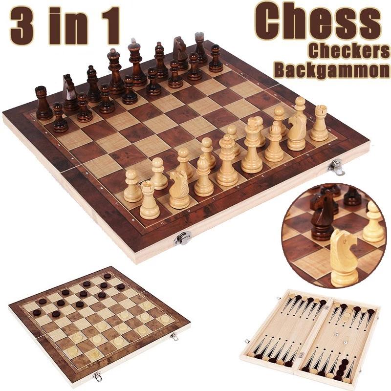 3D Printing Chess - Szachownica 3 w 1, składana drewniana