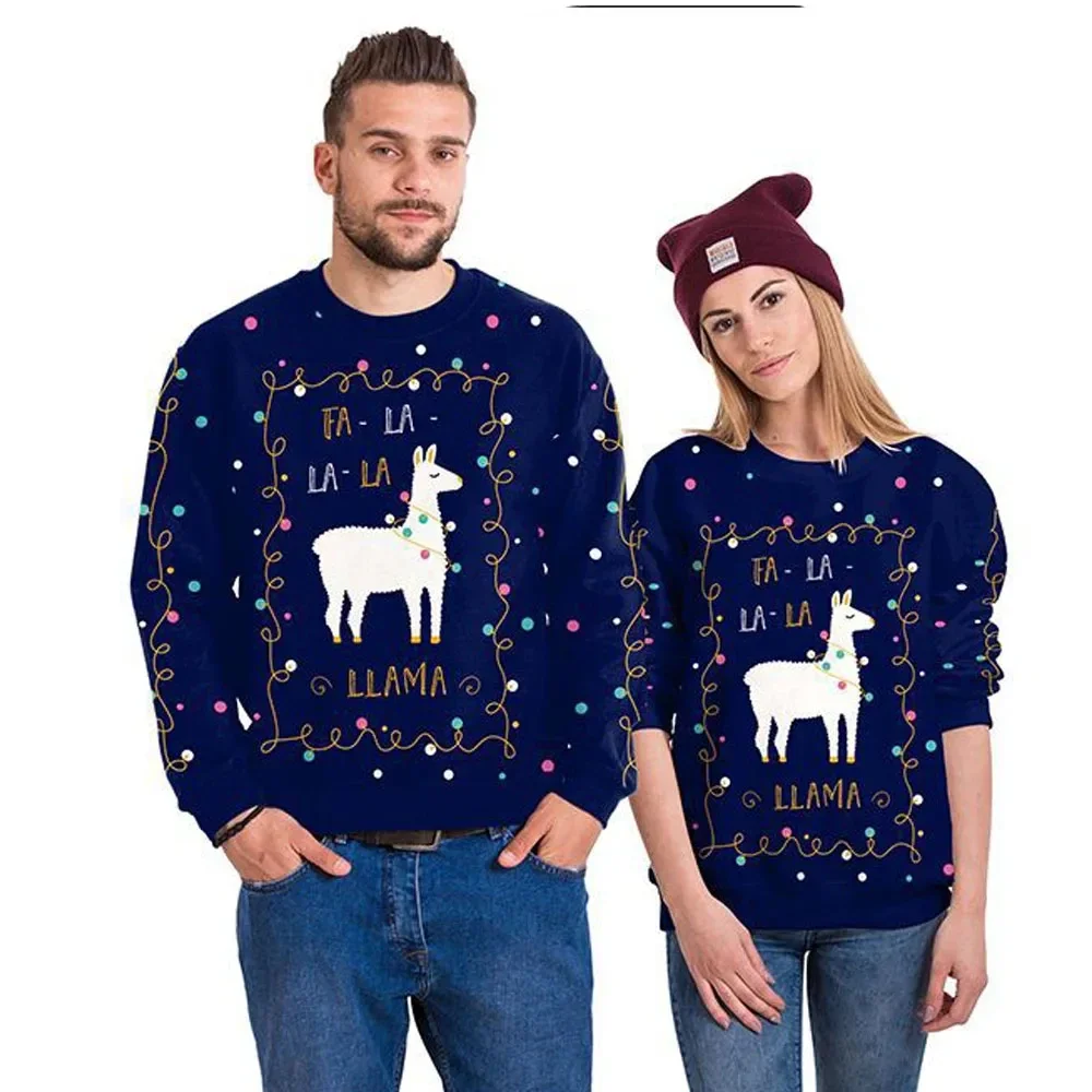 3D Printing Xmas - Mężczyźni Kobiety Llama Ugly Christmas Sweatshirt