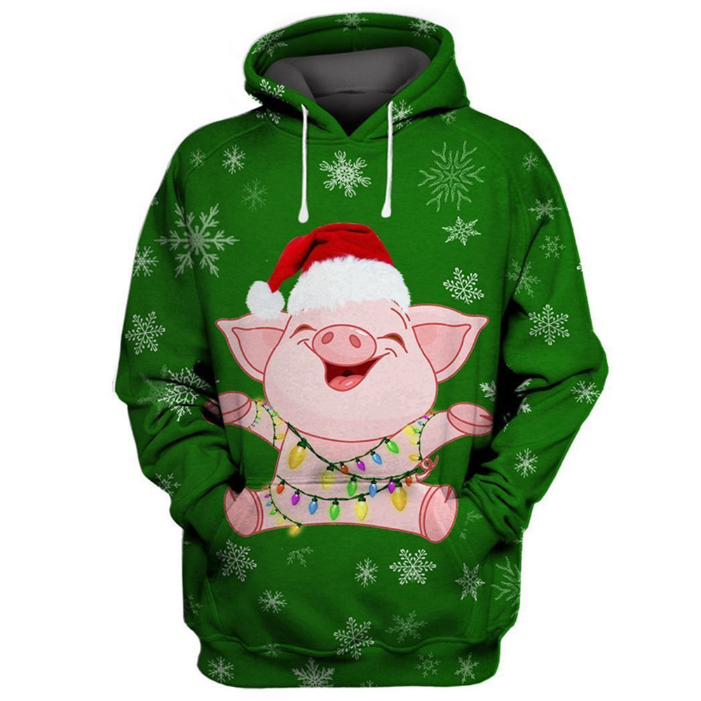 3D Printing Xmas - HX Funny Piggy świąteczne bluzy moda