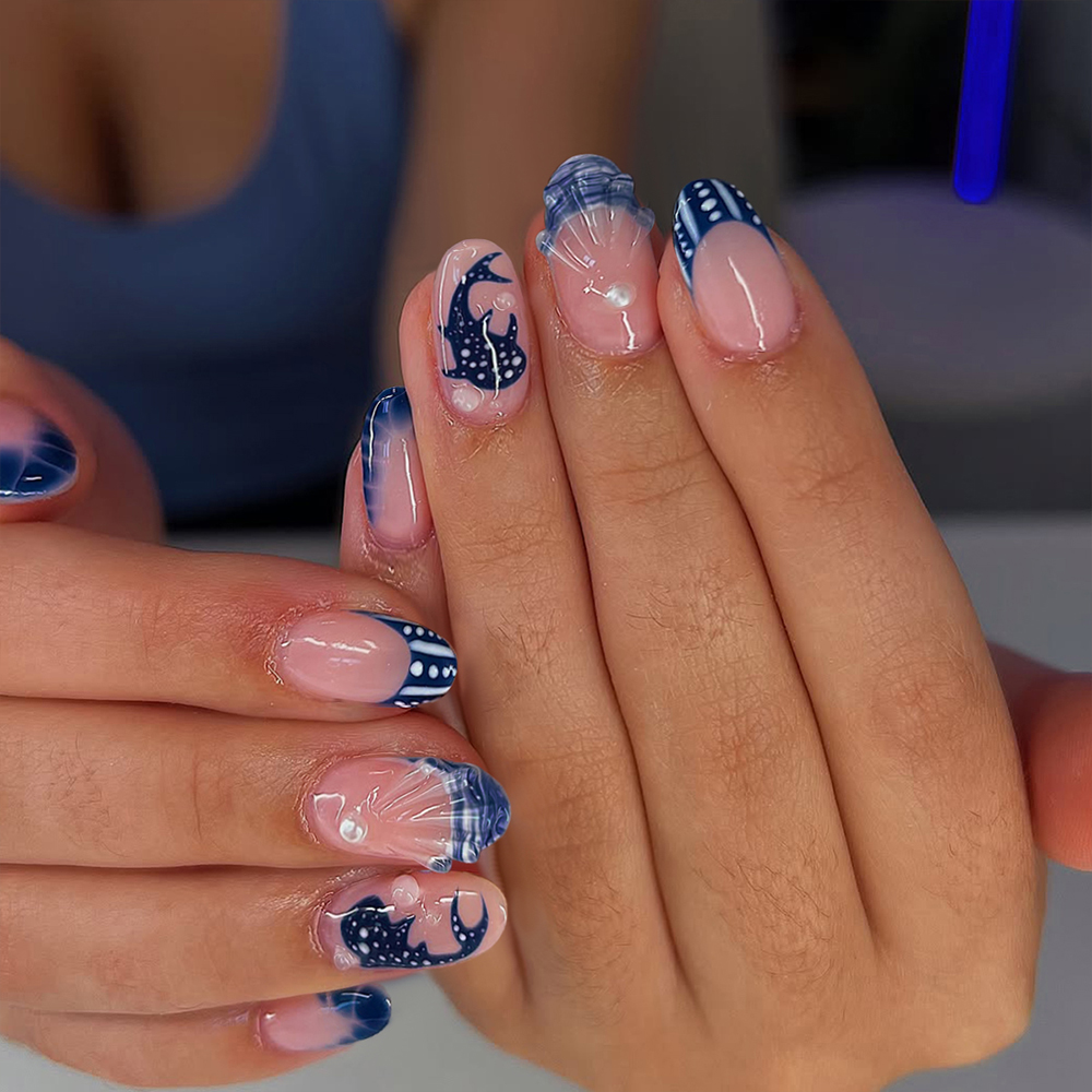 3D Printing Nails - 24 szt. migdałowe paznokcie żelowe 3D